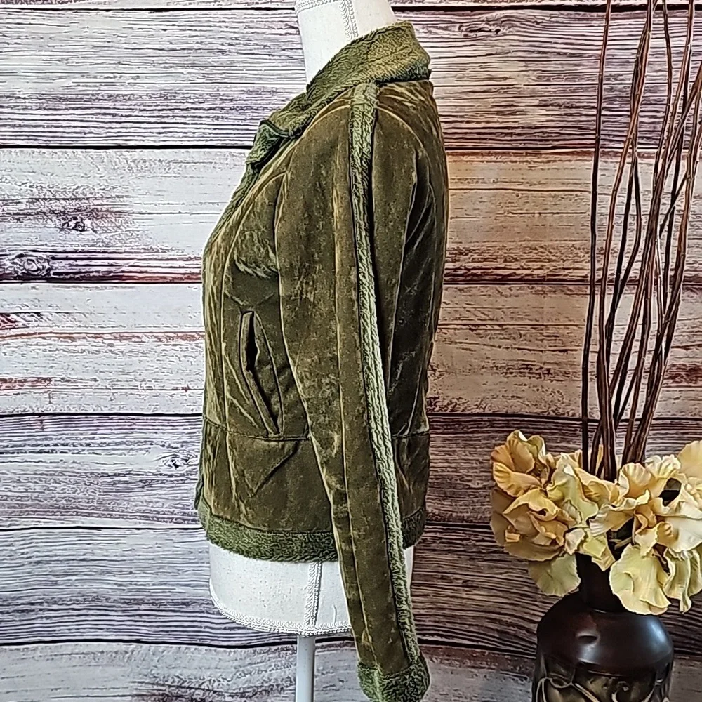 EFFECI ARMY GREEN VALOR AND FAUX FUR SHORT JACKET - Picture 6 of 15